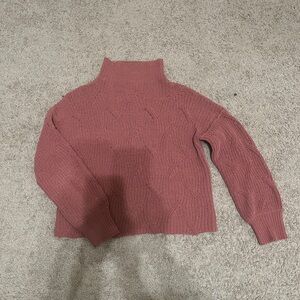 Poof Apparel Women's Dusty Rose Mock Sweater, Size Small